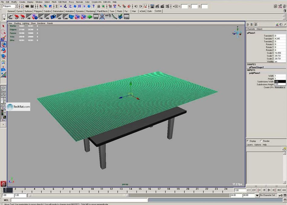 Create table cloth in maya