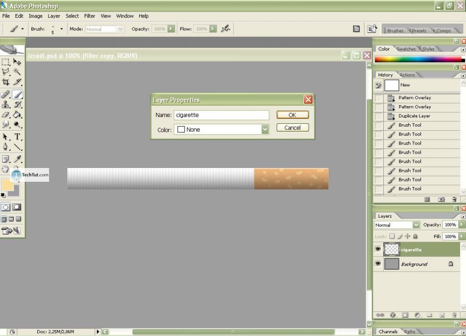 Creating a cigarette using Adobe Photoshop