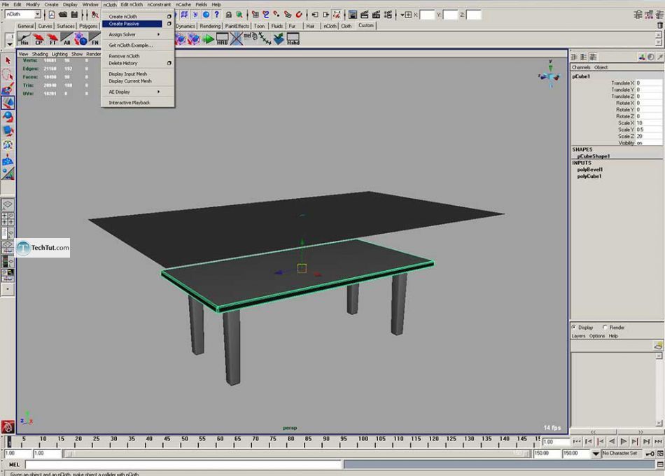 Create table cloth in maya