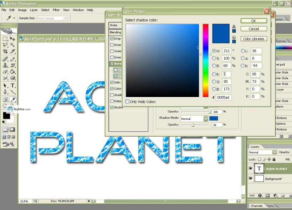 Aqua planet style for text