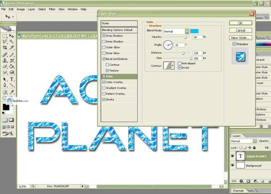 Aqua planet style for text