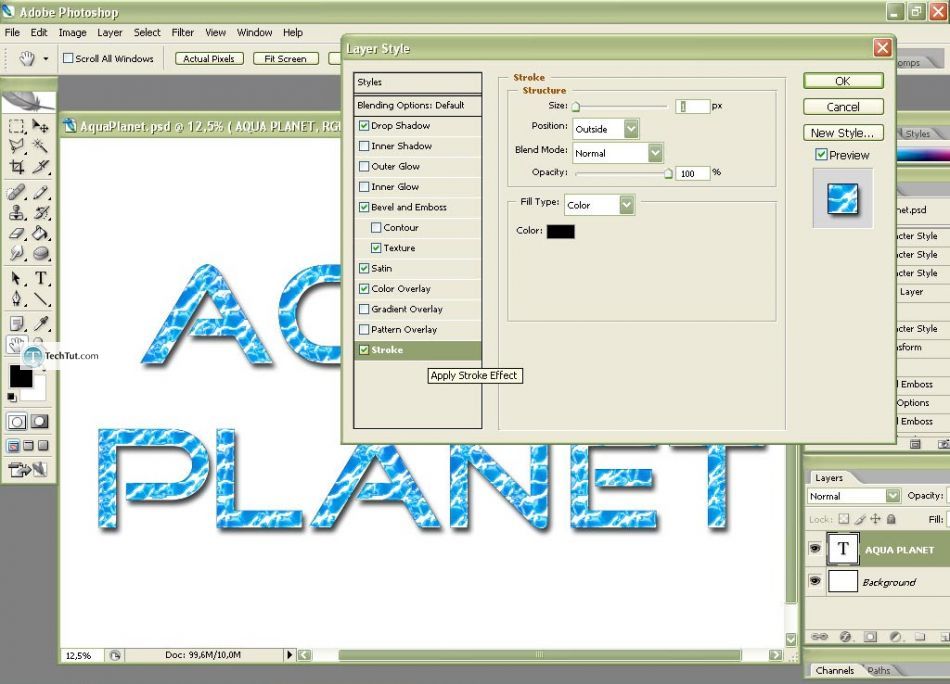 Aqua planet style for text