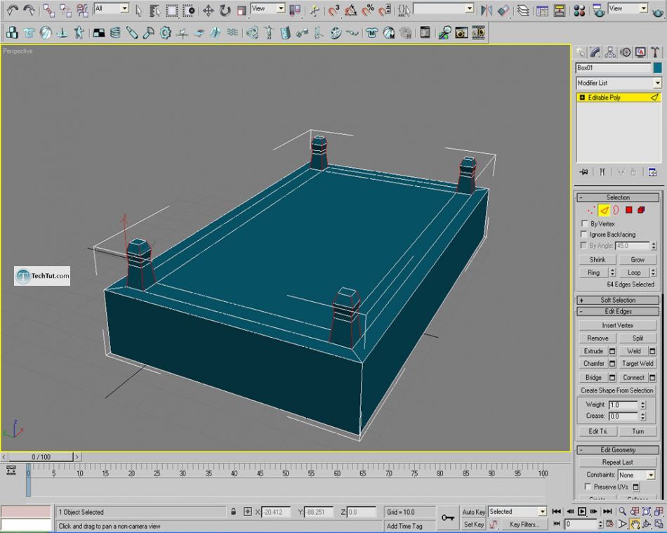 Old style double bed done in 3D max