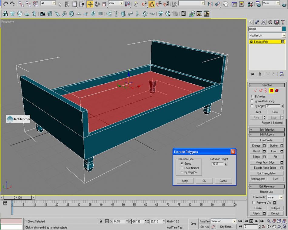 Old style double bed done in 3D max