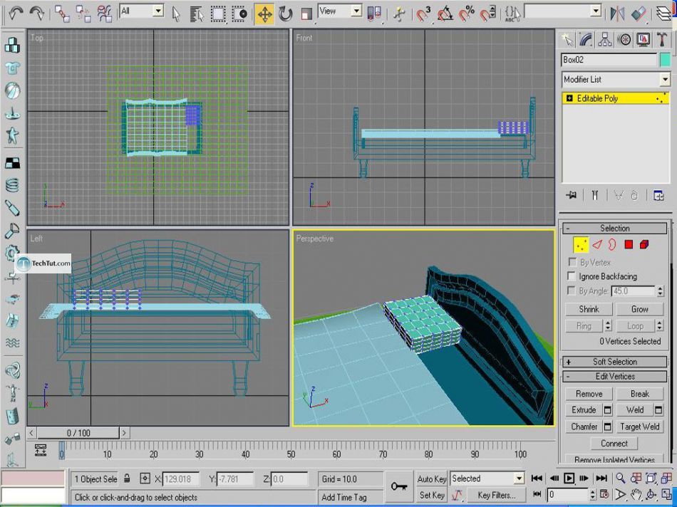 Old style double bed done in 3D max