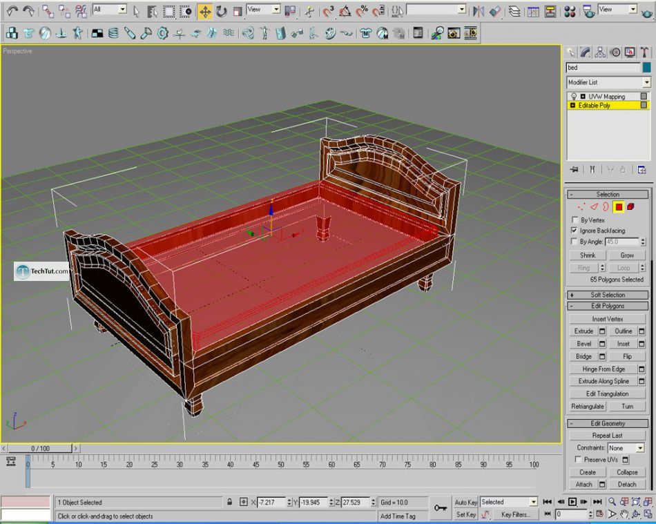 Old style double bed done in 3D max