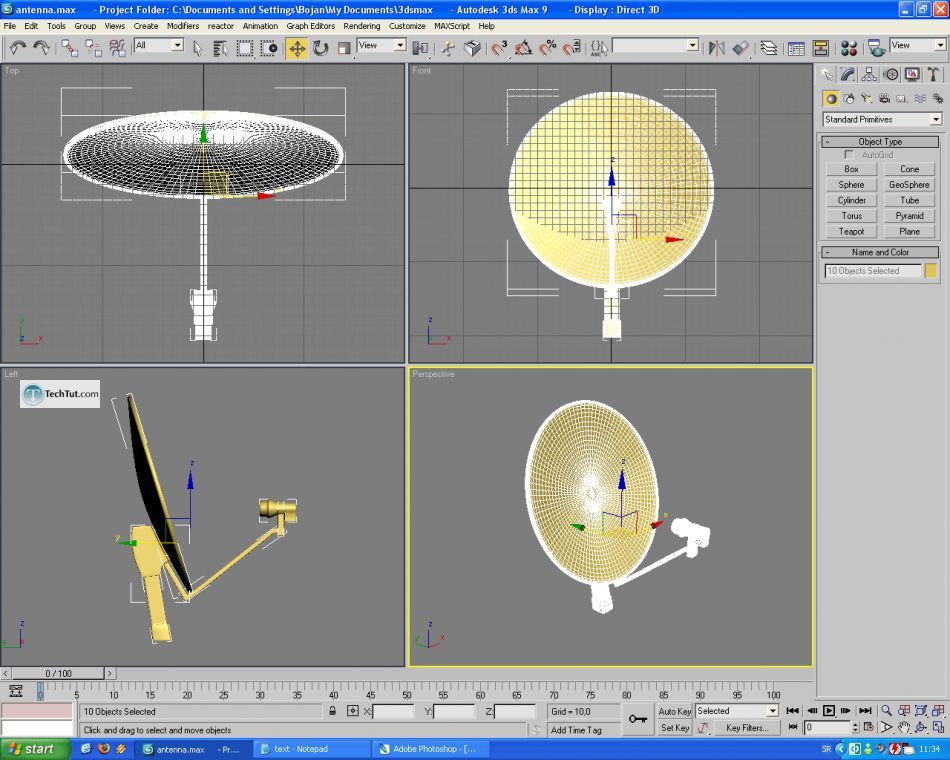 Create a realistic looking satellite dish
