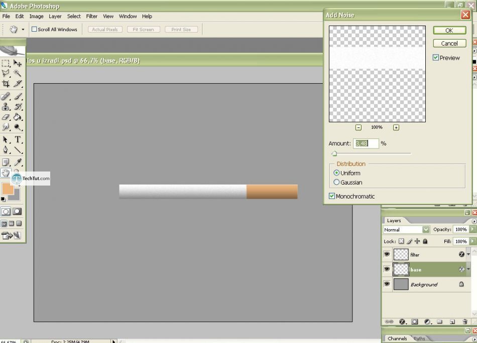 Creating a cigarette using Adobe Photoshop