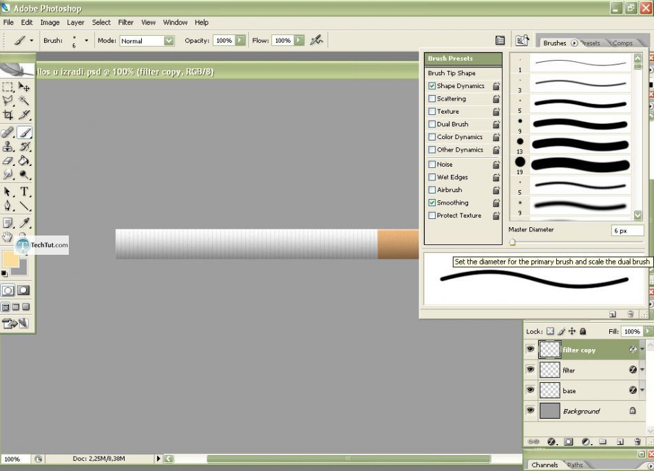 Creating a cigarette using Adobe Photoshop