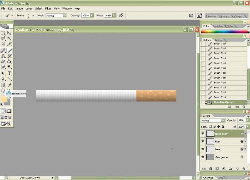 Creating a cigarette using Adobe Photoshop