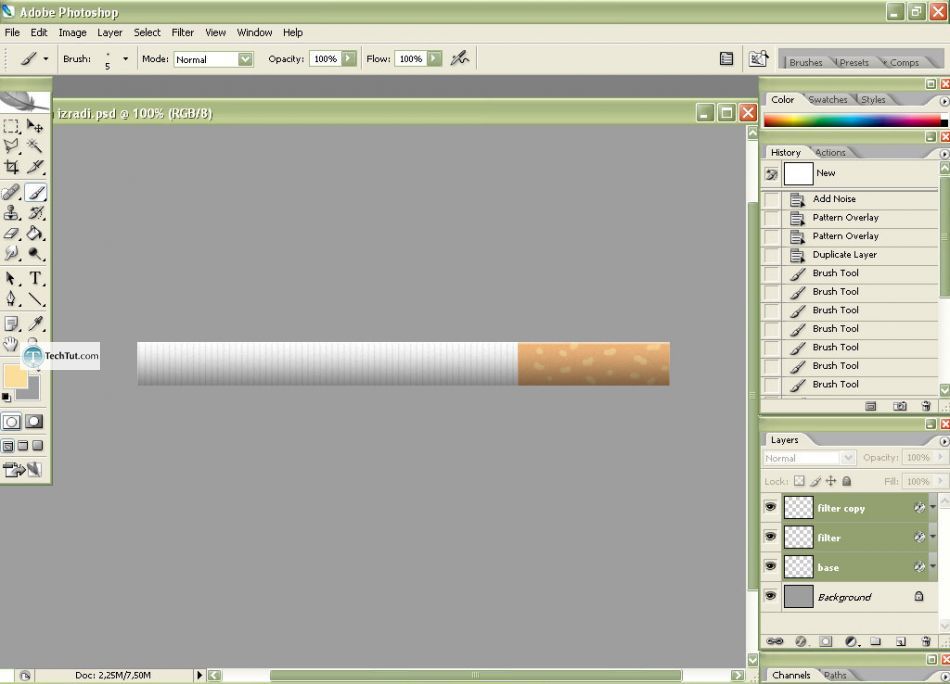 Creating a cigarette using Adobe Photoshop