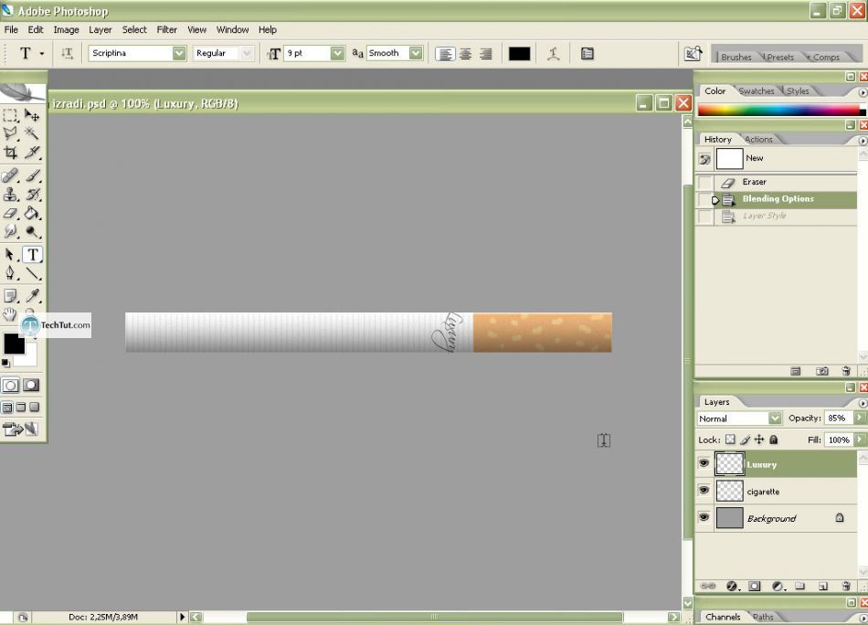 Creating a cigarette using Adobe Photoshop