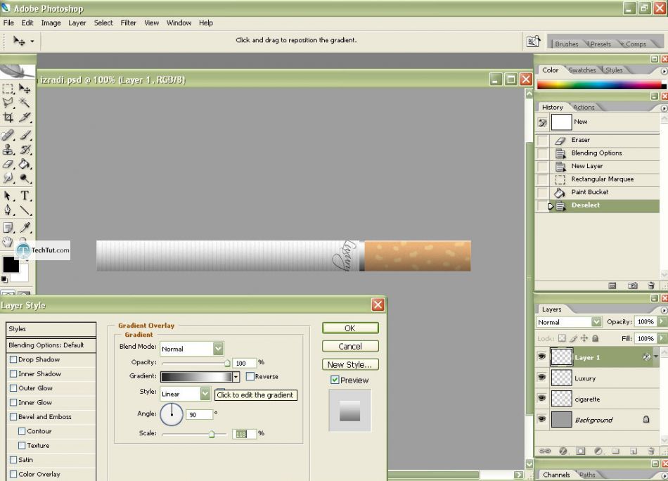 Creating a cigarette using Adobe Photoshop