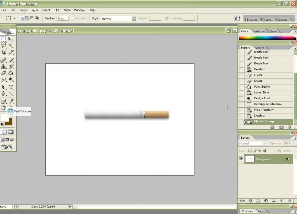 Creating a cigarette using Adobe Photoshop