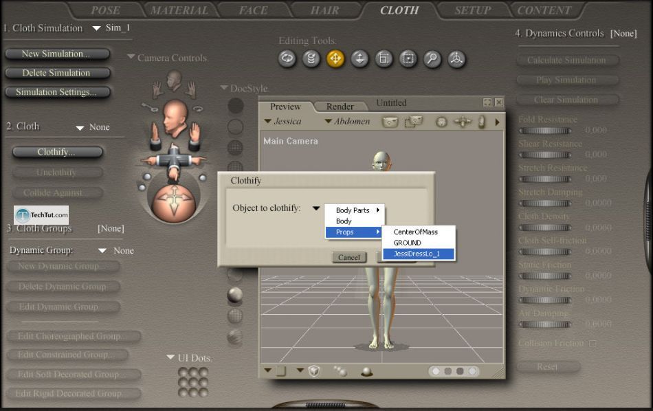 Working with clothes in Poser