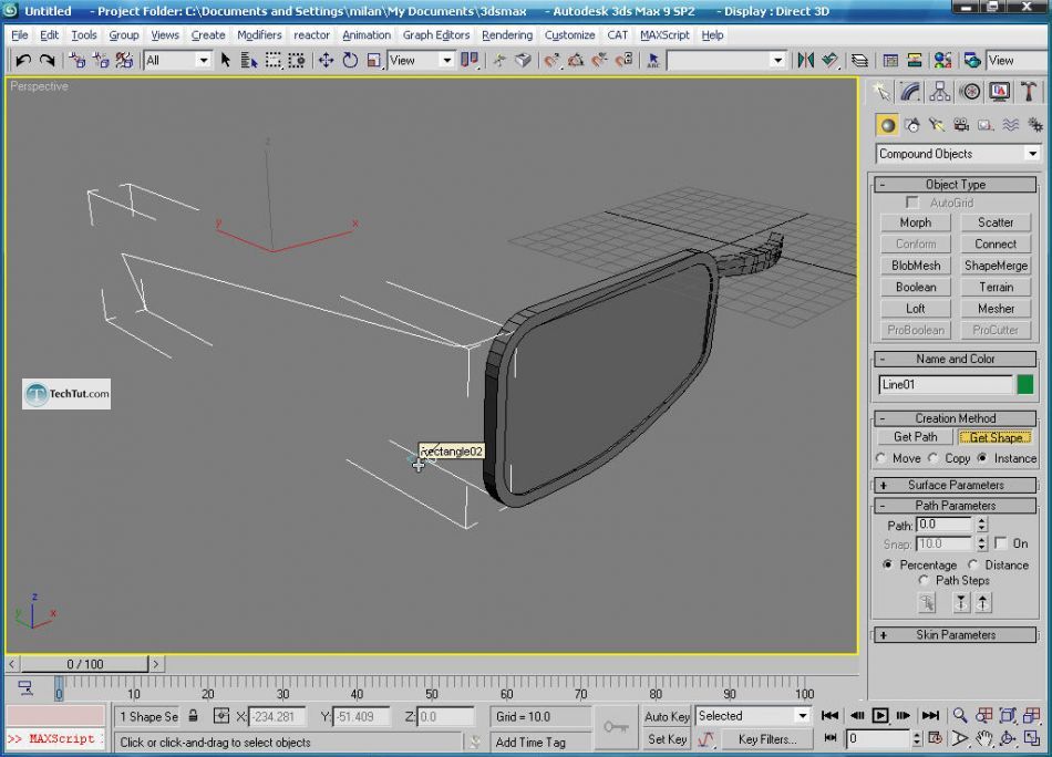 How to create glasses in 3D max