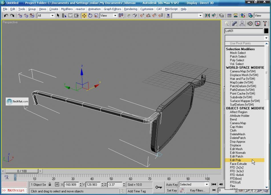 How to create glasses in 3D max