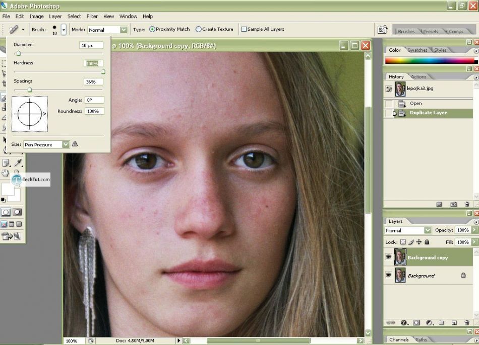 Photo retouch add makeup and create clear face in Photoshop