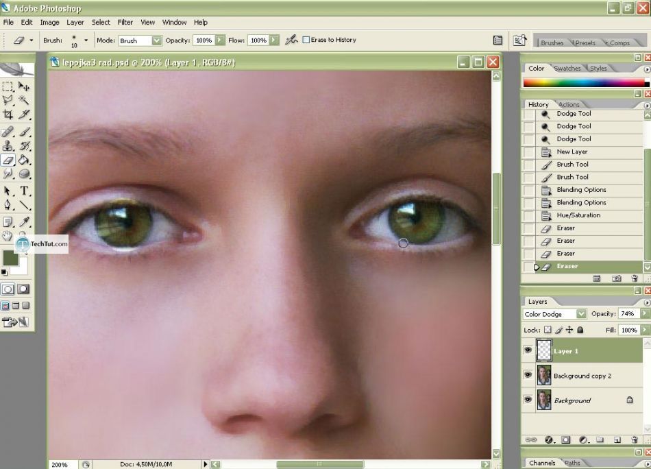 Photo retouch add makeup and create clear face in Photoshop